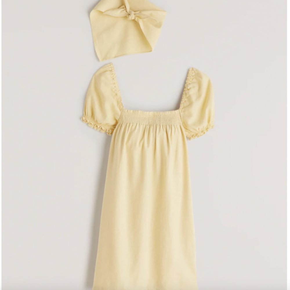 Squareneck Trapeze Mini Dress - A&F Linen